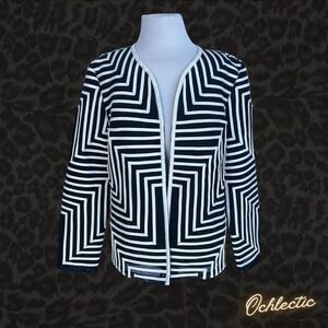 Draper's & Damon's Black and white geometric patterned jacket